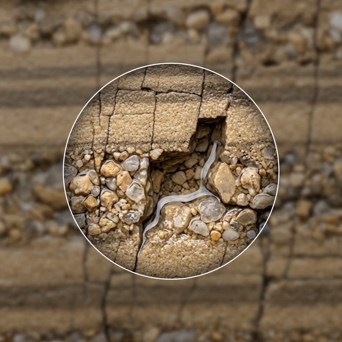 Illustration: porous, water-bearing rock seen through a lens